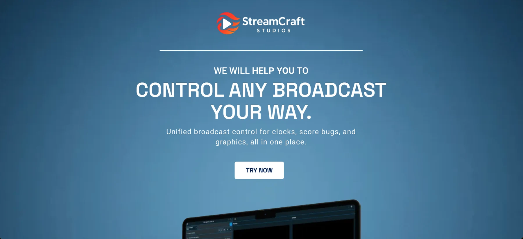 StreamCraft Studios website showing its broadcast control application